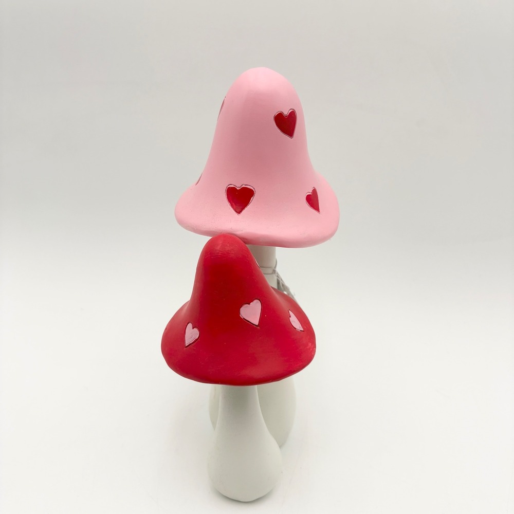 Cupcakes and Cashmere Pink Red Heart Valentine Mushroom Decor Figurine - Picture 4 of 7